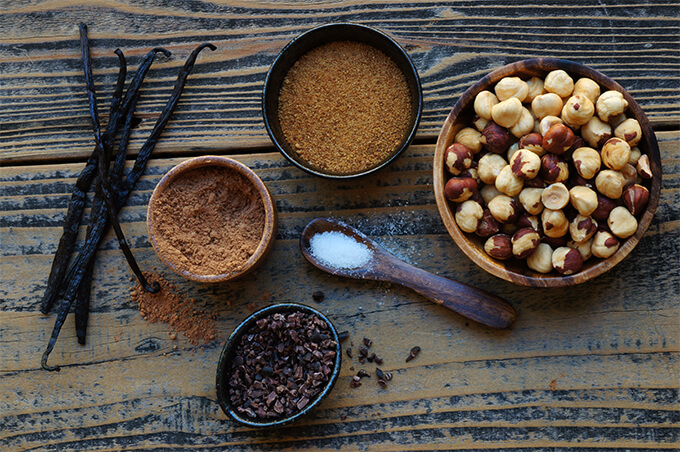 Homemade nutella - indulge in this intense dark chocolate and hazelnut homemade nutella - made with 1/3 of the sugar, and coconut oil, it's a healthier version, vegan too. | www.viktoriastable.com