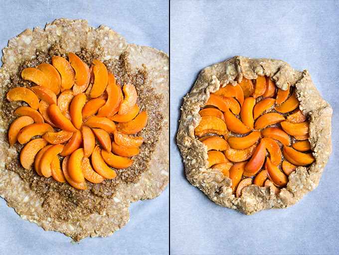 Apricot almond galette - flakey buttery crust, almond frangipane filling, and jammy sweet apricot on top complete this rustic summer galette. | www.viktoriastable.com