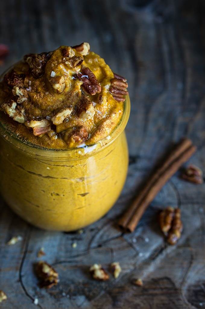 Cinnamon pecan pumpkin butter - a cross between a nut and fruit butter, with creamy texture and rich flavors of pecans and maple syrup, reminiscent of a pumpkin pie filling. | www.viktoriastable.com