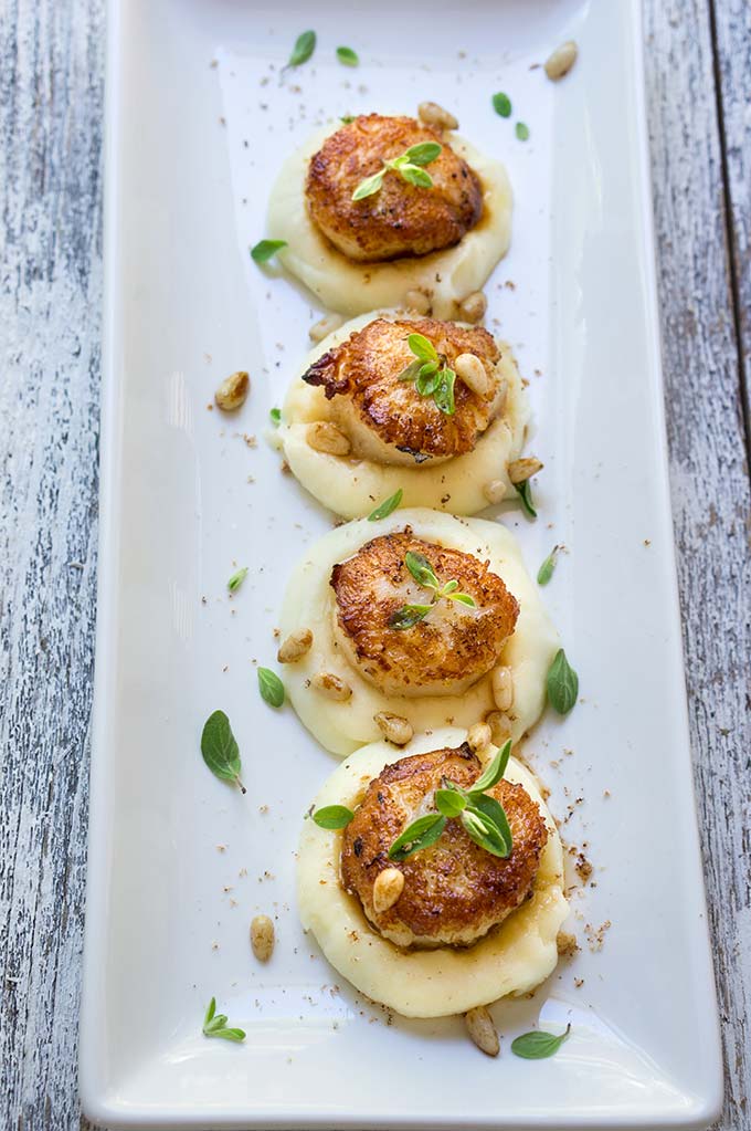 Seared scallops over parsnip puree | www.viktoriastable.com