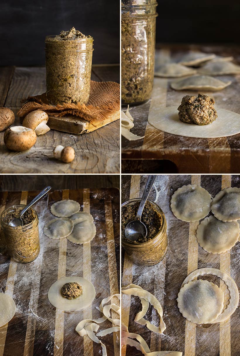 Mushroom pesto ravioli with sage butter sauce | www.viktoriastable.com